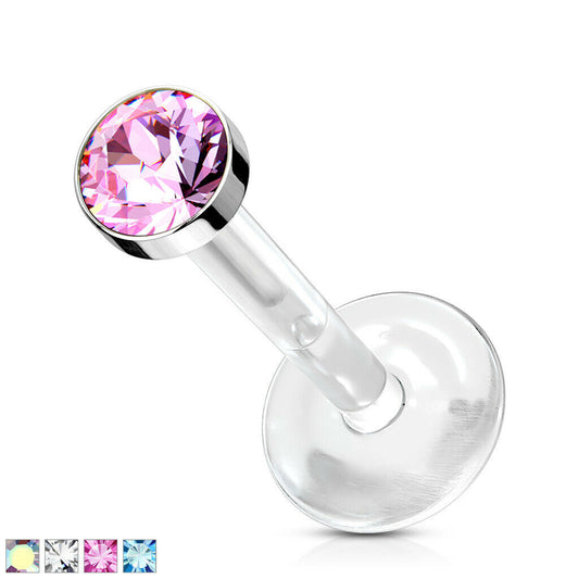 1pc Bioflex Crystal Gem Labret Monroe Tragus Ear Cartilage Stud Bio Flex