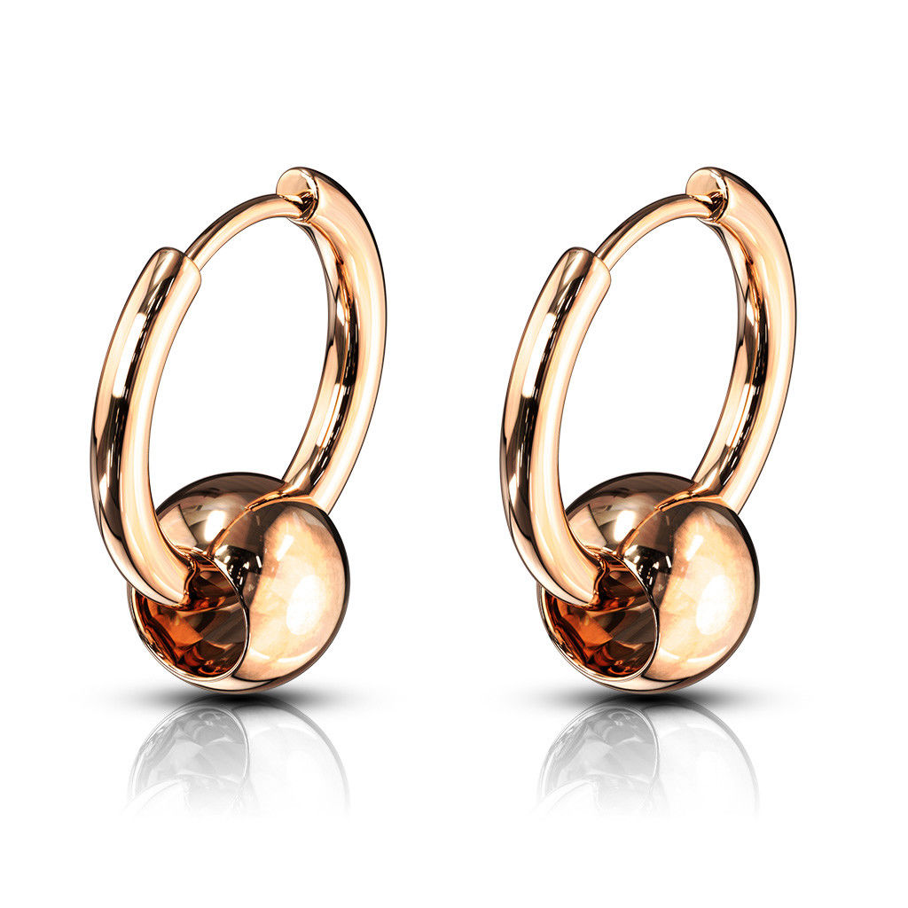 PAIR of 316L Stainless Steel Hinge Action 20g Captive Bead Ball Hoop Earrings