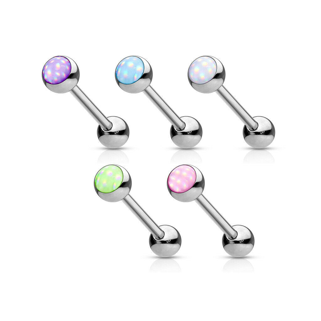 5pc Value Pack Illuminating Stone Tongue Rings 14g Steel Tounge Body Jewelry