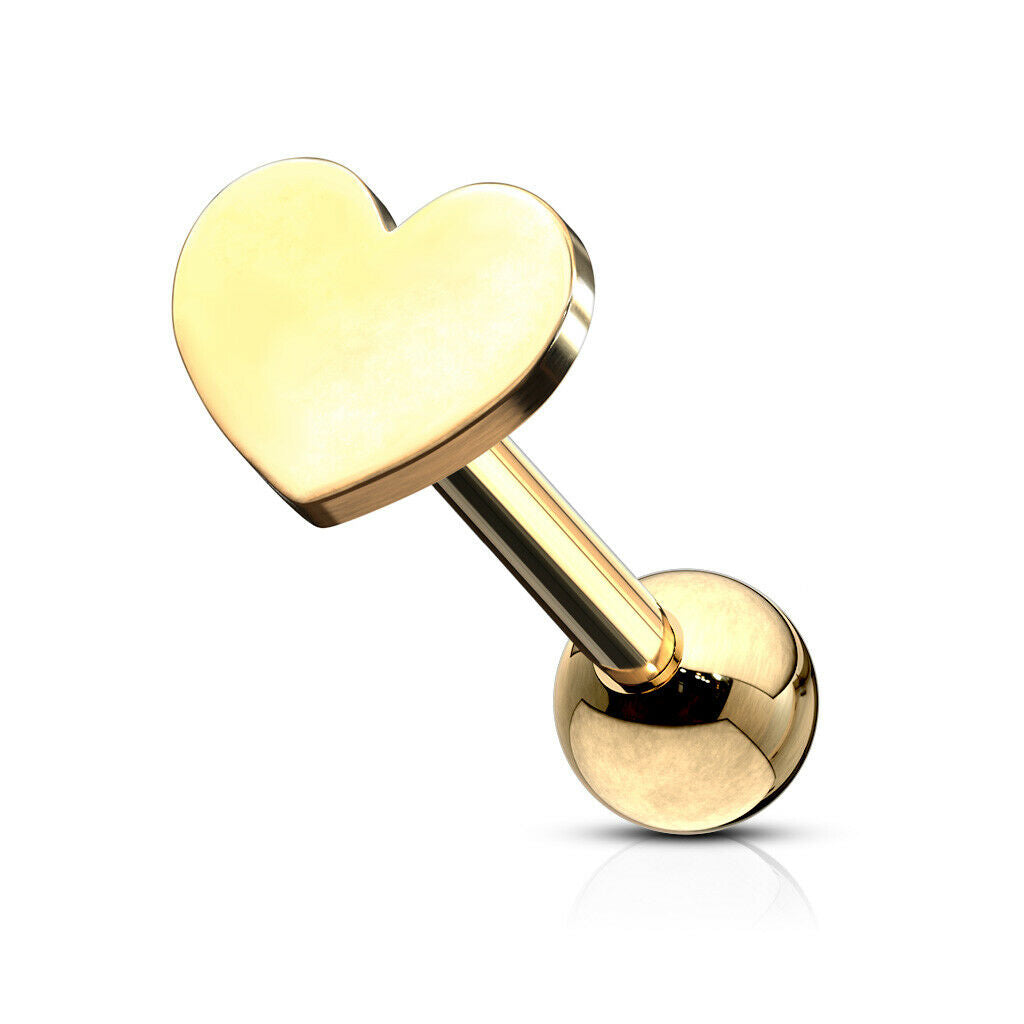 1pc Flat Heart Top Helix Tragus Cartilage Bar Stud Earring 316L Surgical Steel