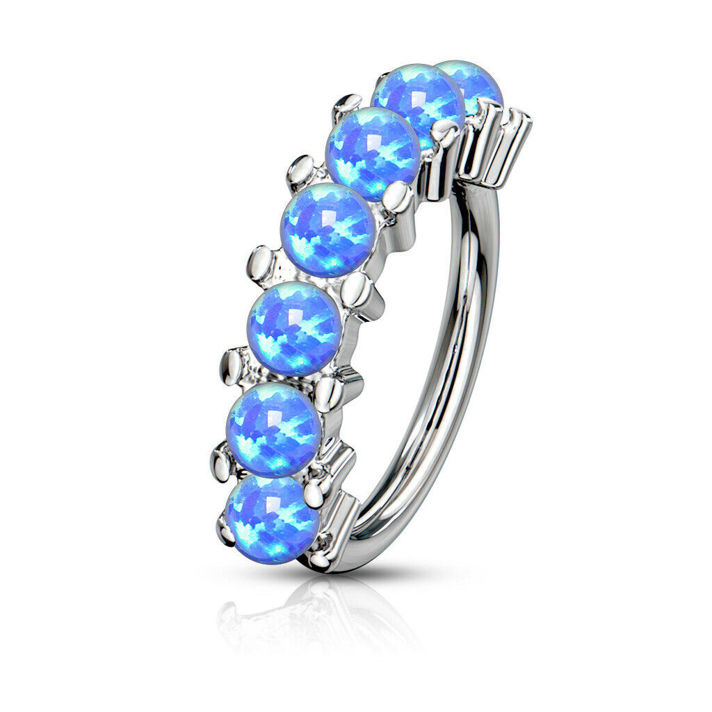 1pc Bendable 7 Opal Hoop Ring Nose Eyebrow Cartilage Rook Daith Helix Tragus