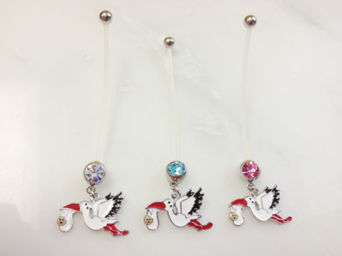 1pc 2" Bioflex Pregnancy Belly Ring Delivery Stork Maternity Navel Naval