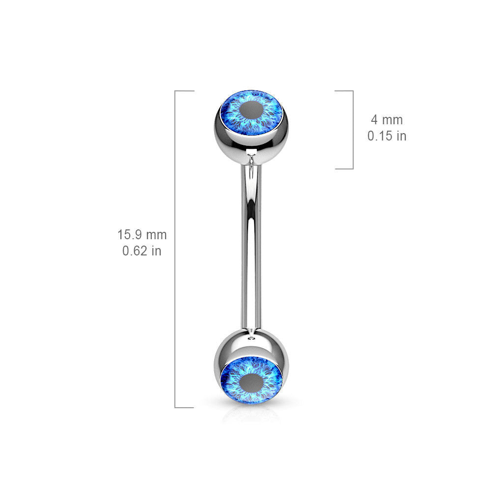 1pc Eyeball 316L Surgical Steel Eyebrow Ring Curved Barbell Eye Ball 16g 5/16"