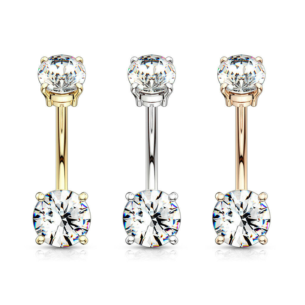 3pc Box Value Pack Belly Rings Gem Internally Threaded Navel Naval Body Jewelry