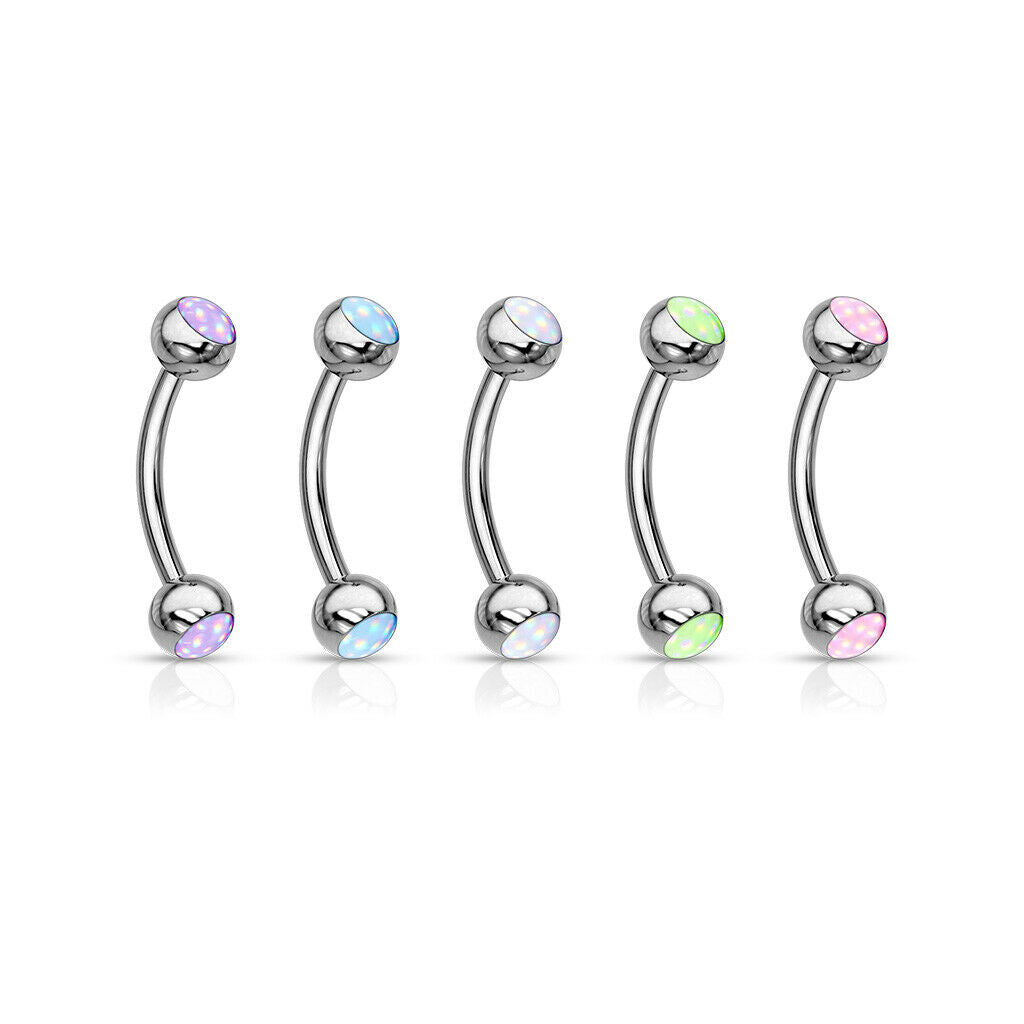 5pc Value Pack Illuminating Stone Eyebrow Rings 16g 8mm 5/16" Body Jewelry