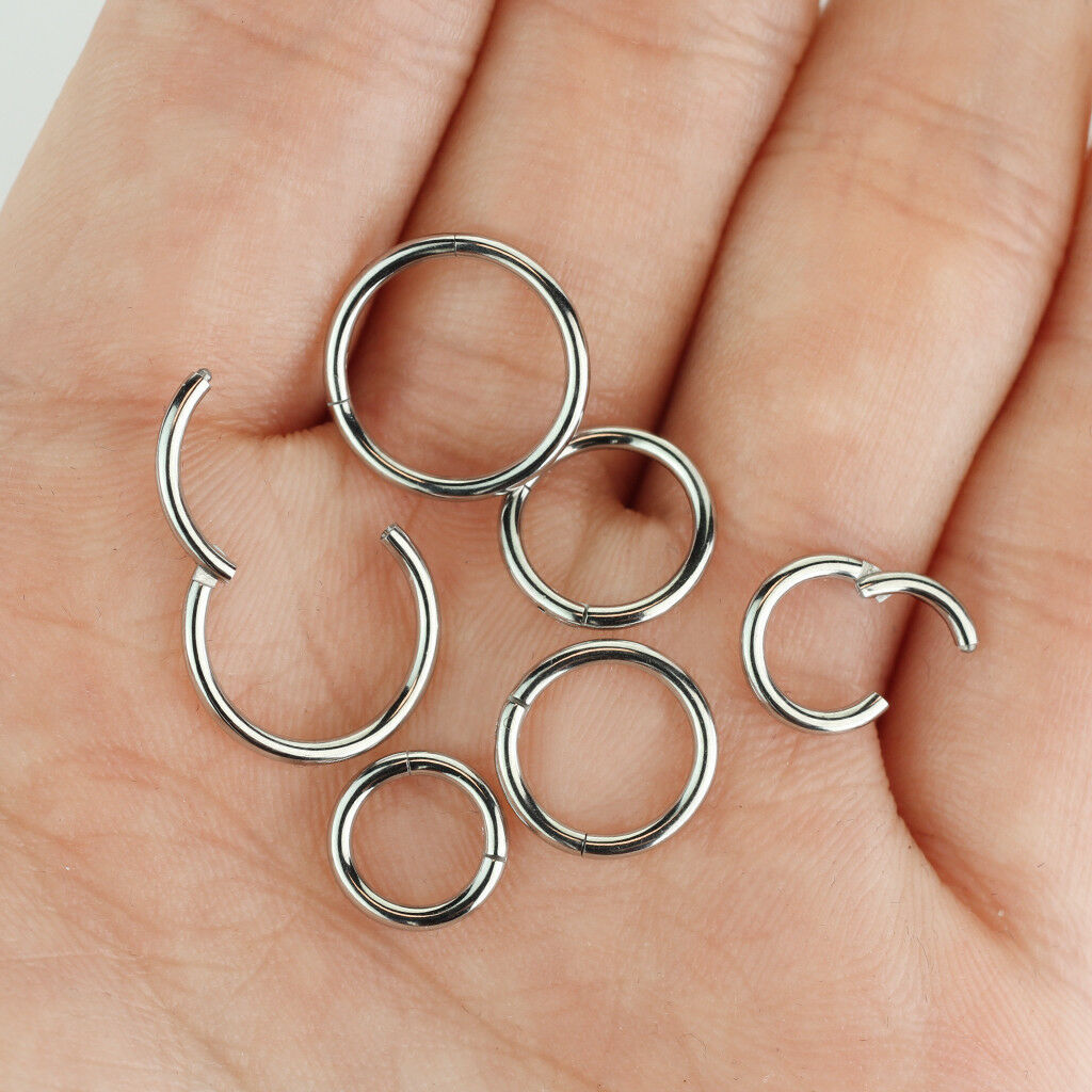 6pc Value Pack Hinged Segment Rings Cartilage Tragus Nipple Septum Nose Hoop