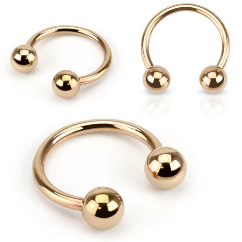 1pc Rose Gold Ion Plated Circular Barbell Horseshoe Septum, Nipple, Eyebrow Ring