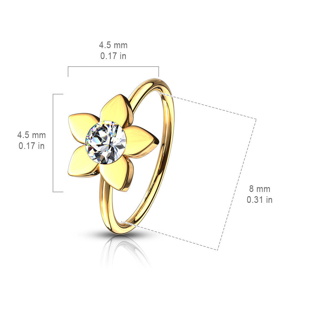 1pc Bendable Crystal Gem Flower Nose Hoop / Cartilage Ring