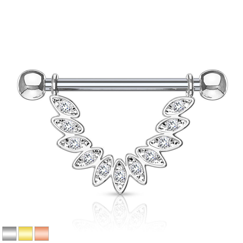 PAIR Linked Feather Dangle Nipple Rings Shields
