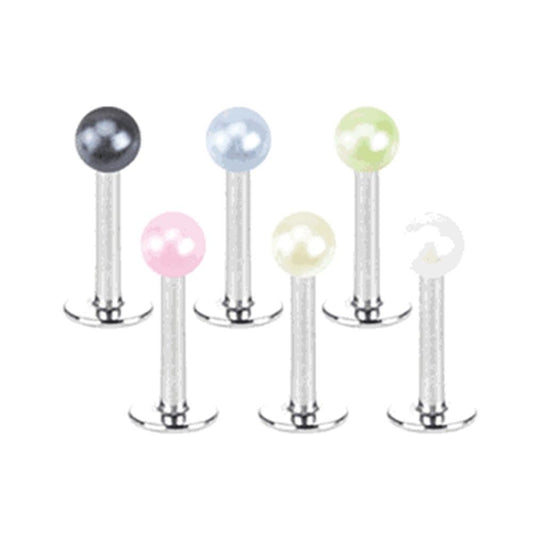 6pc Pearl Coated Labrets 16g Monroes