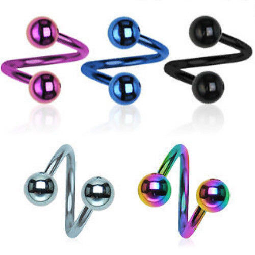 1pc Titanium Twist Spiral Belly Ring Navel 14G or 16G