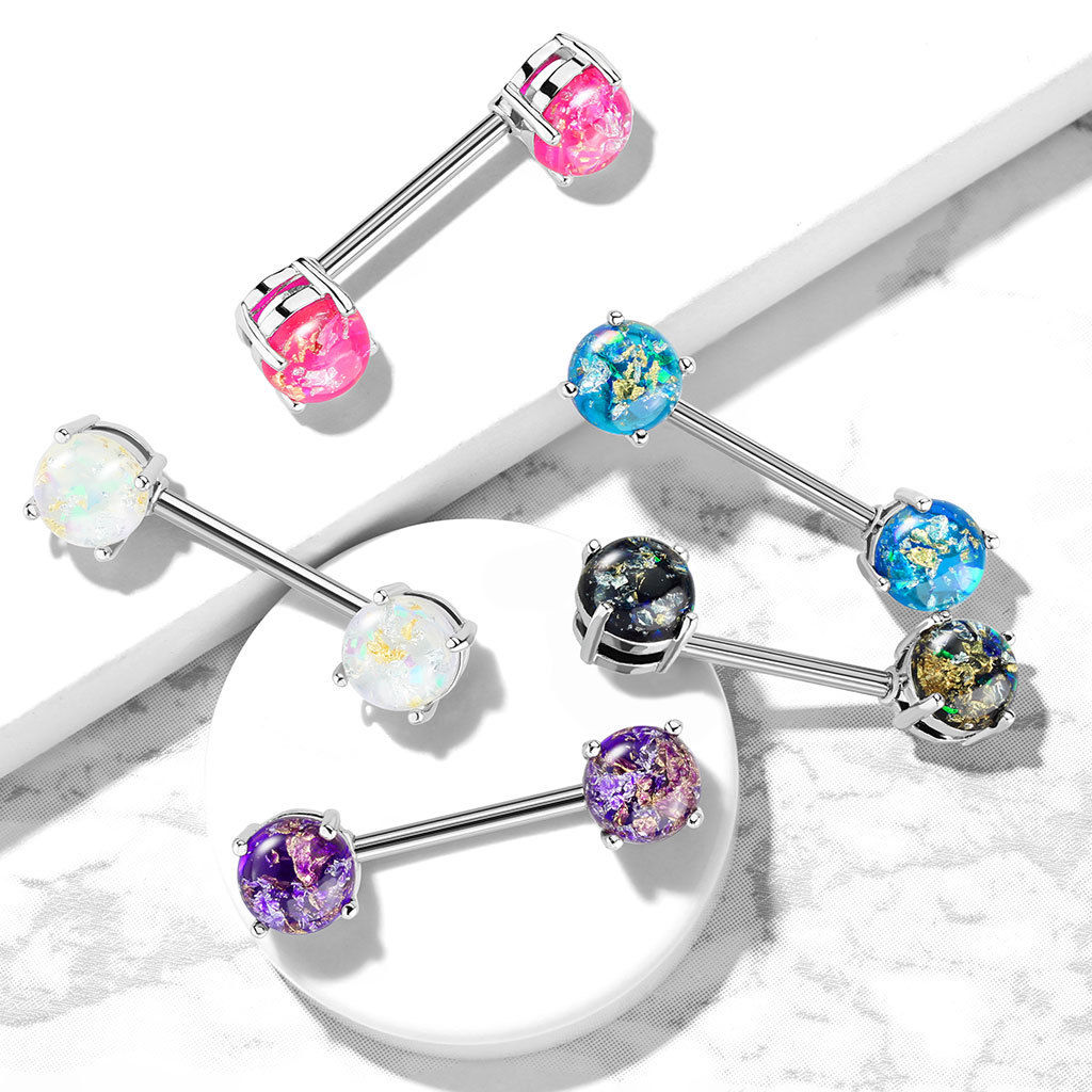 PAIR Lava Glitter Nipple Rings Shields 316L Surgical Steel Barbells Body Jewelry