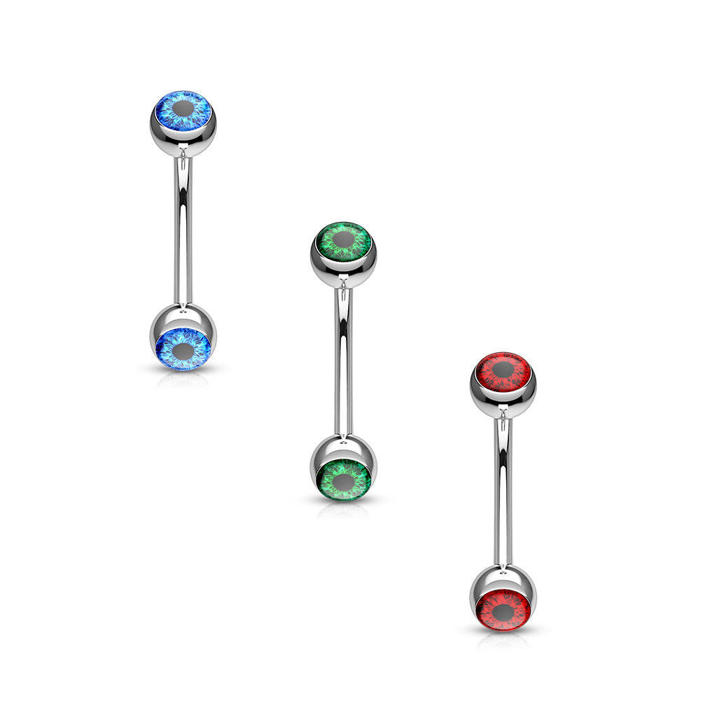1pc Eyeball 316L Surgical Steel Eyebrow Ring Curved Barbell Eye Ball 16g 5/16"