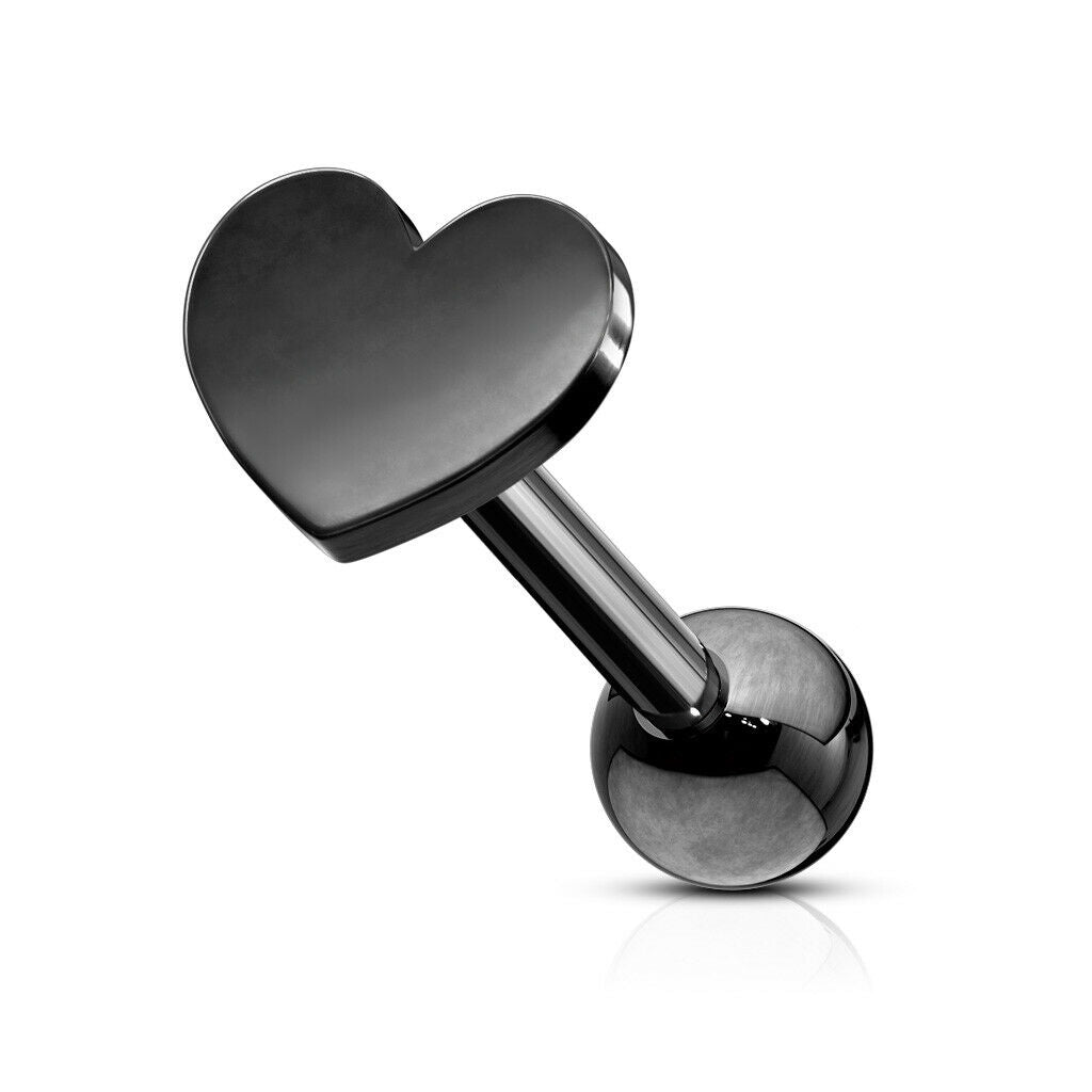 1pc Flat Heart Top Helix Tragus Cartilage Bar Stud Earring 316L Surgical Steel