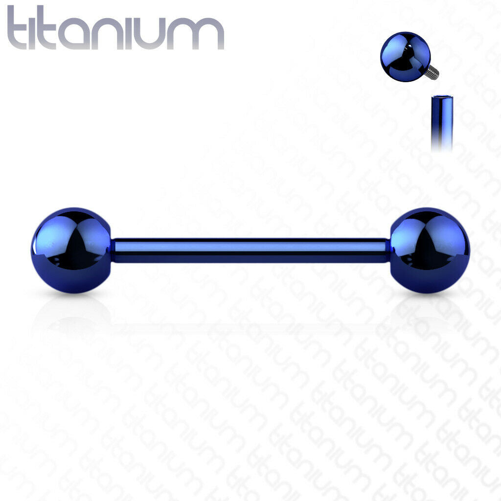 1pc Implant Grade Titanium Barbell Tongue Nipple Ring Internally Threaded