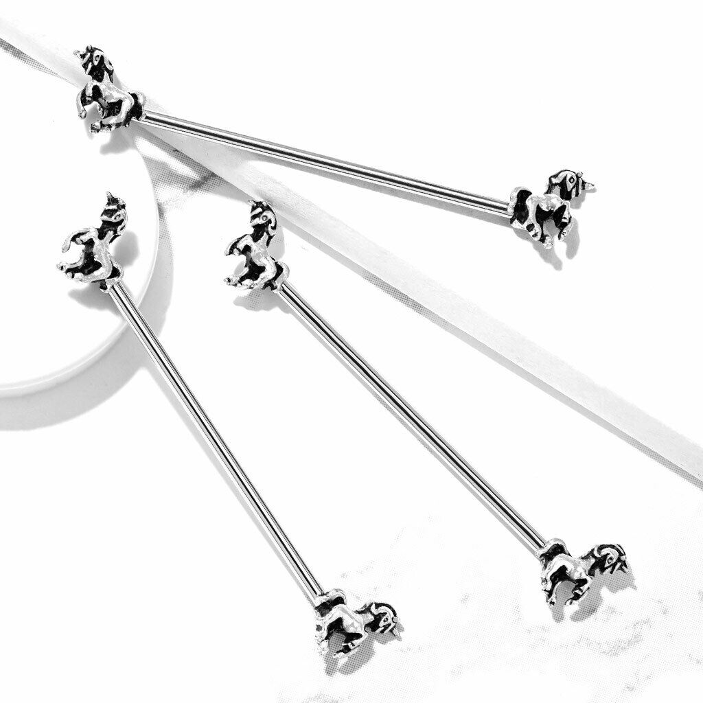 1pc Unicorn Industrial Barbell 14g, 1.5" 38mm 1&1/2" Ear Body Jewelry