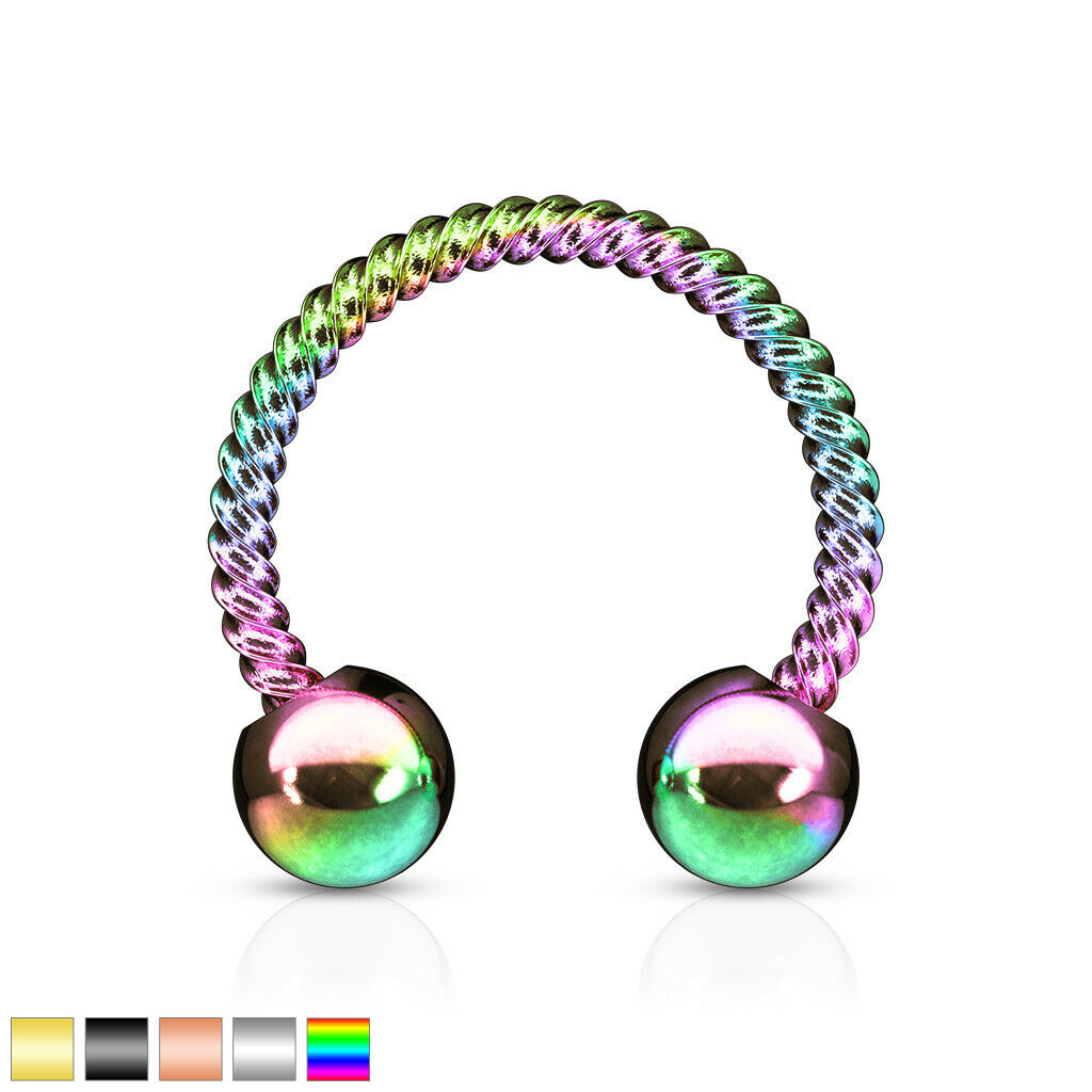 1pc Twisted Rope Style Circular Barbell Horseshoe Septum, Eyebrow, Nipple Ring