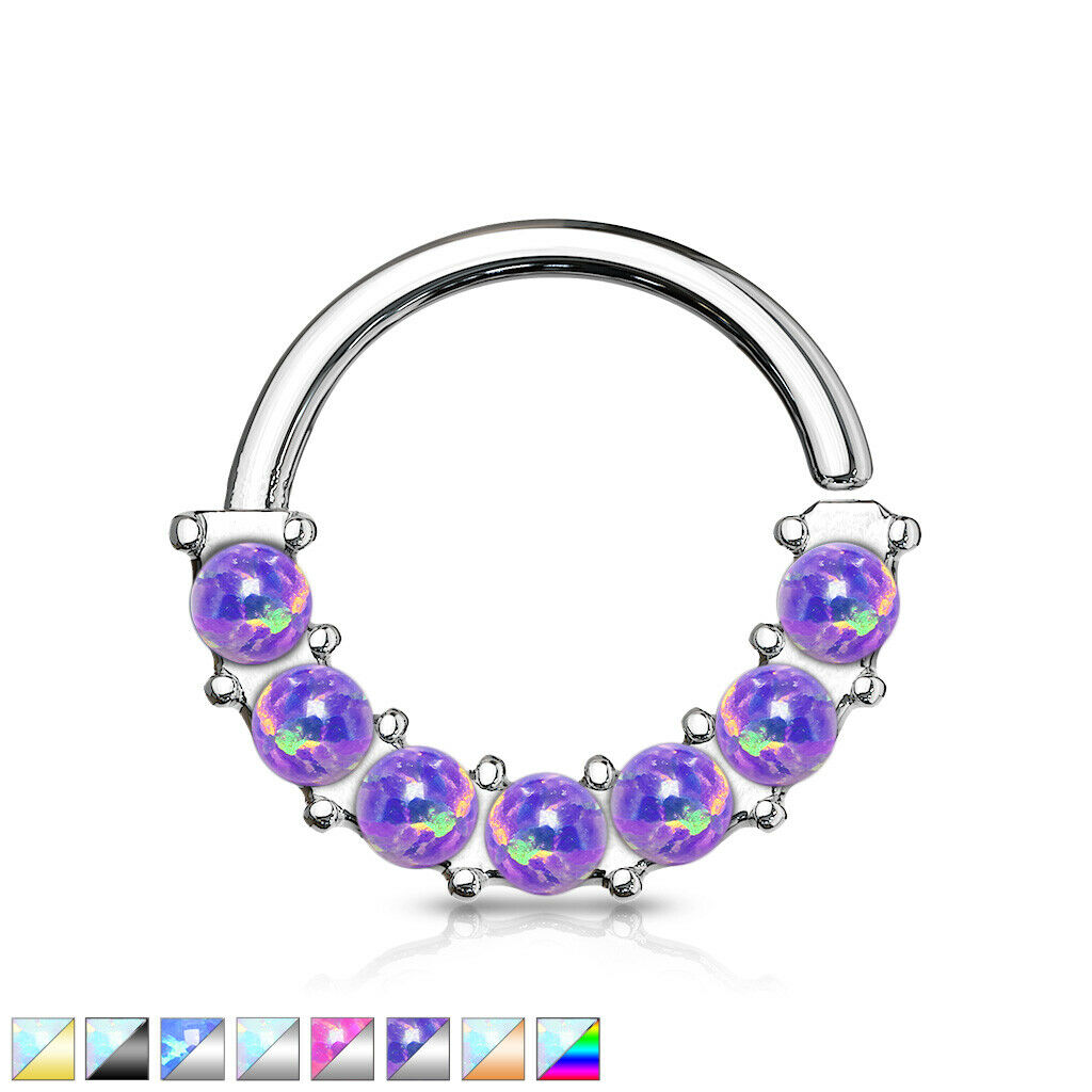 1pc Bendable 7 Opals Front Facing Hoop Septum Ring Cartilage Daith Helix Tragus