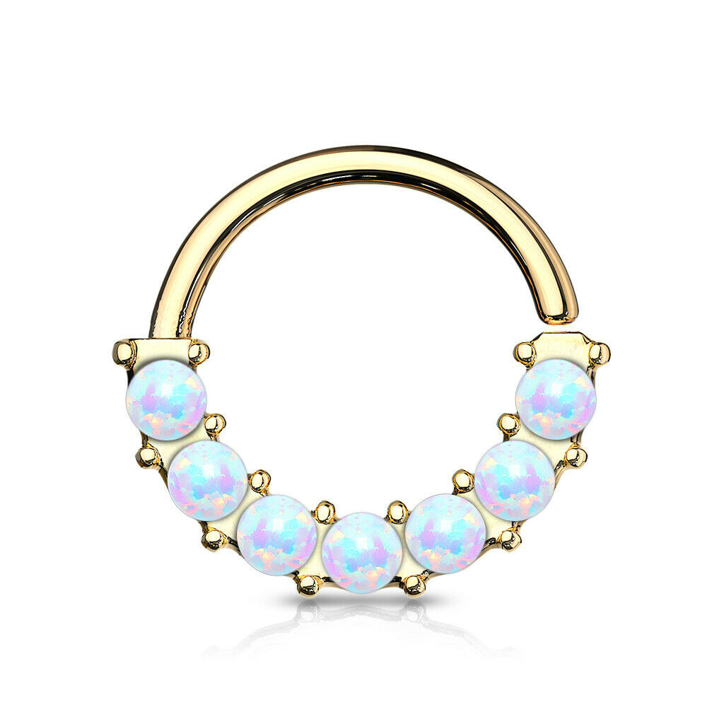 1pc Bendable 7 Opals Front Facing Hoop Septum Ring Cartilage Daith Helix Tragus