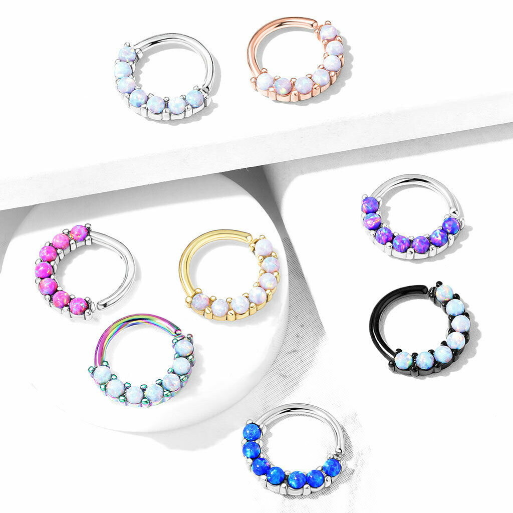 1pc Bendable 7 Opals Front Facing Hoop Septum Ring Cartilage Daith Helix Tragus