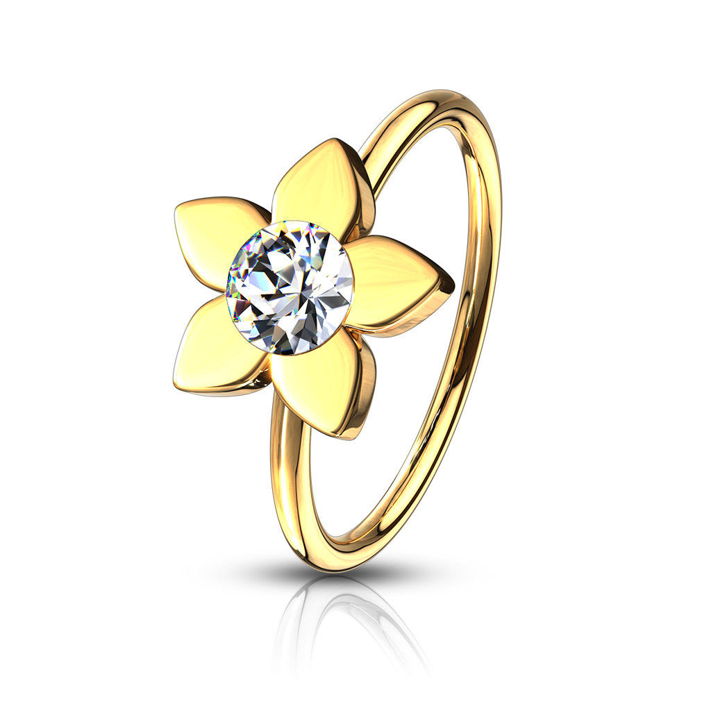 1pc Bendable Crystal Gem Flower Nose Hoop / Cartilage Ring