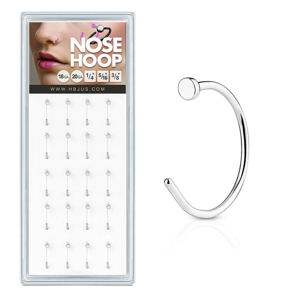 20ct Nose Hoops Display 316L Surgical Steel Nostril Piercings Wholesale