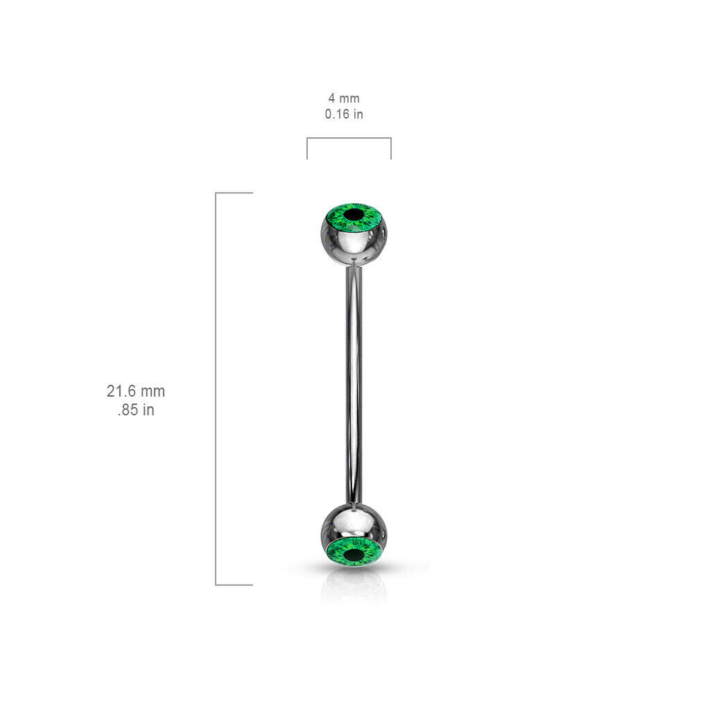 1pc Snake Eye Piercing Curved Barbell Tongue or Eyebrow Ring Eyeball Inlaid