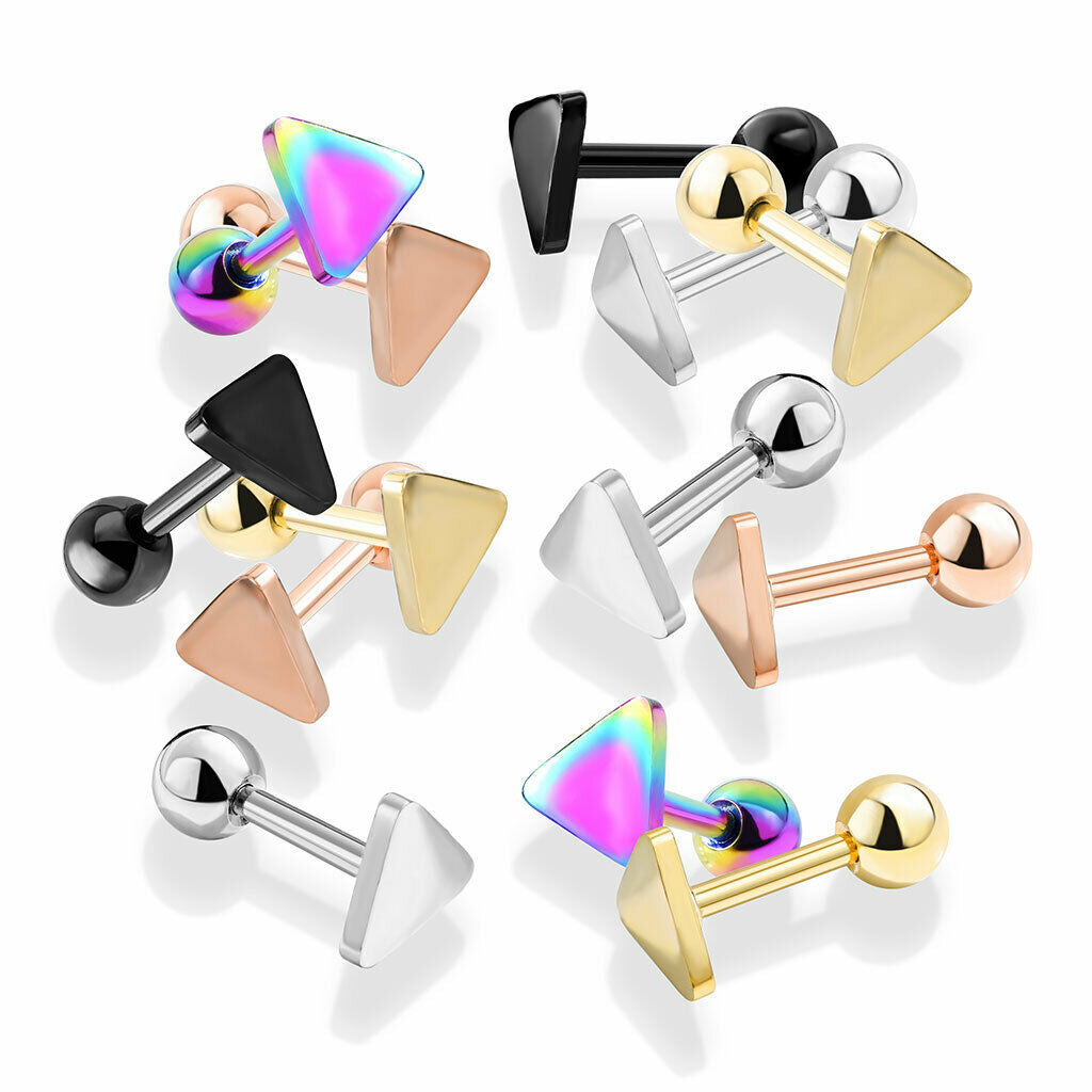 1pc Flat Triangle Top Helix Tragus Cartilage Bar Stud Barbell Surgical Steel