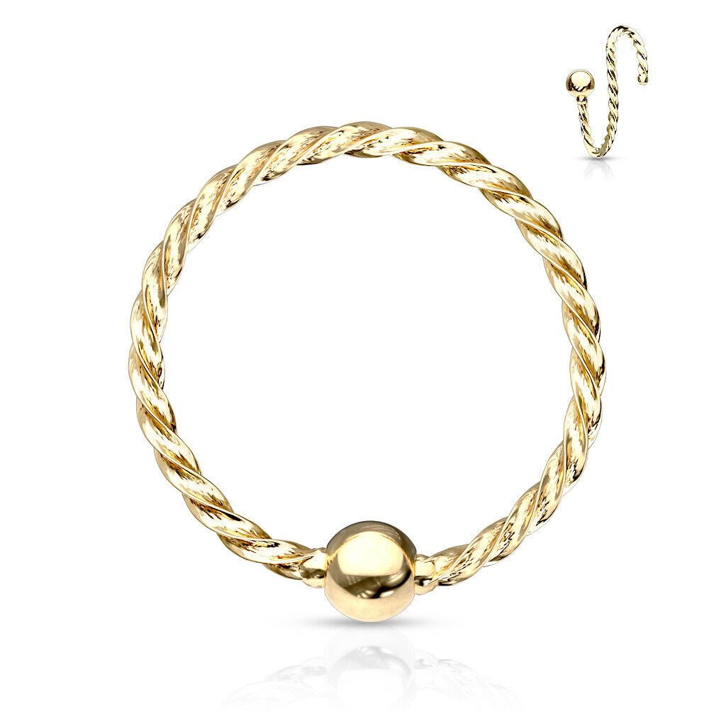 1pc Twisted Rope Fixed Ball Captive Bead Ring / Nose Hoop Cartilage Rook Helix