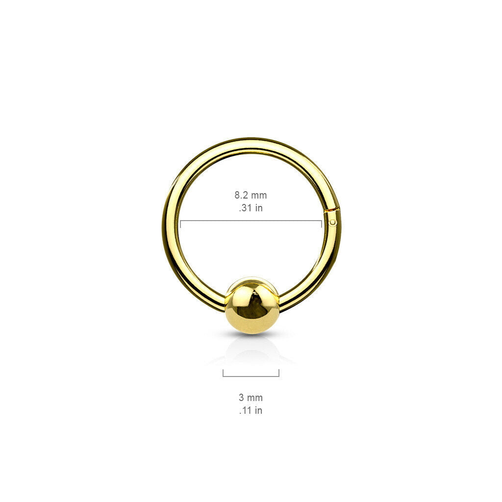 1pc Hinged Segment Captive Bead Ring Septum Clicker Helix Ear Cartilage Piercing