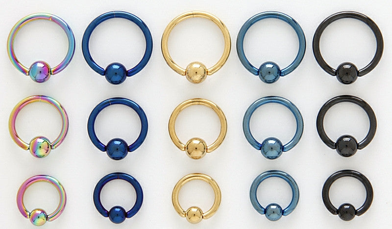 35pcs Color Titanium Anodized Captive Bead Rings 18g