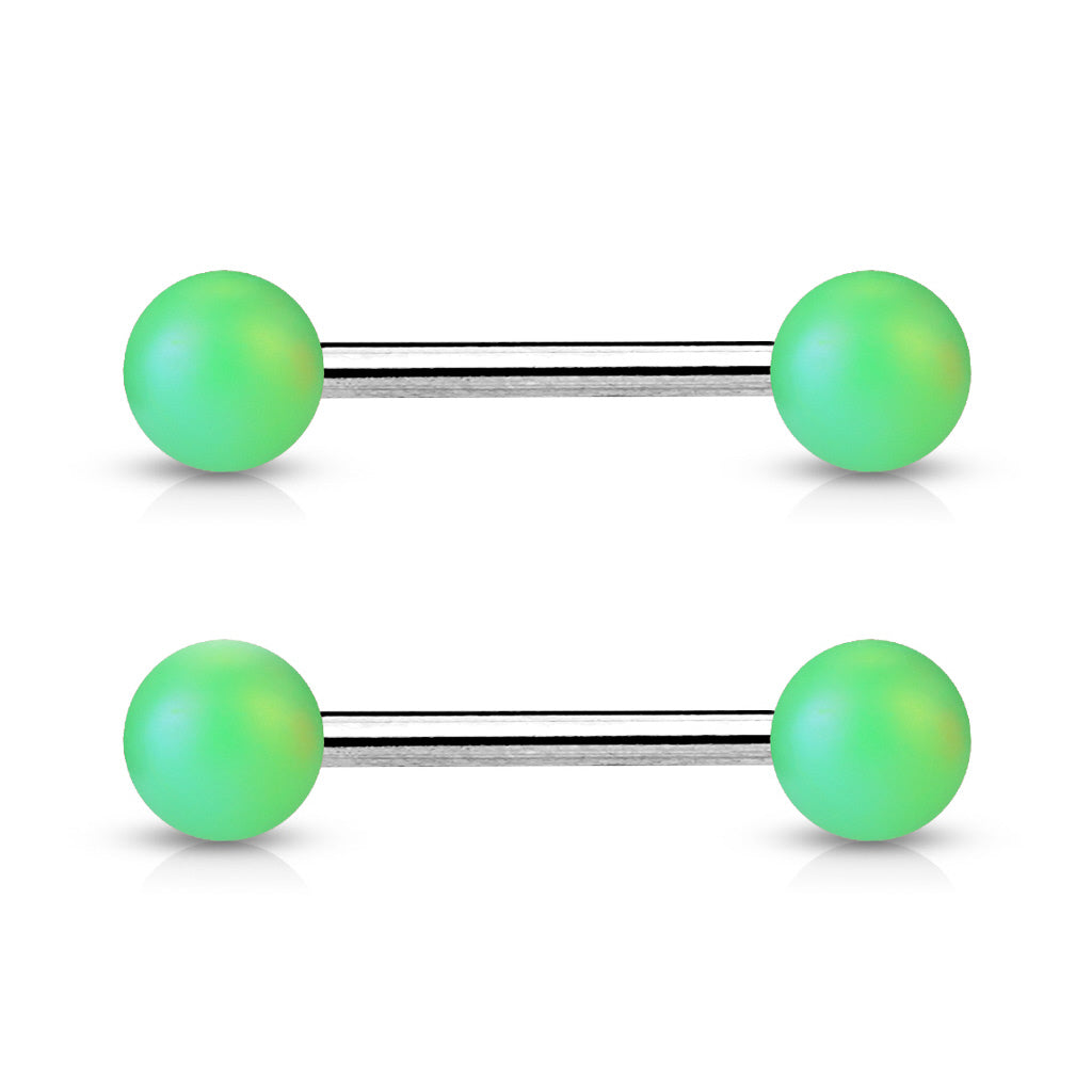 PAIR Matte Pearlish Color Barbells Tongue or Nipple Rings