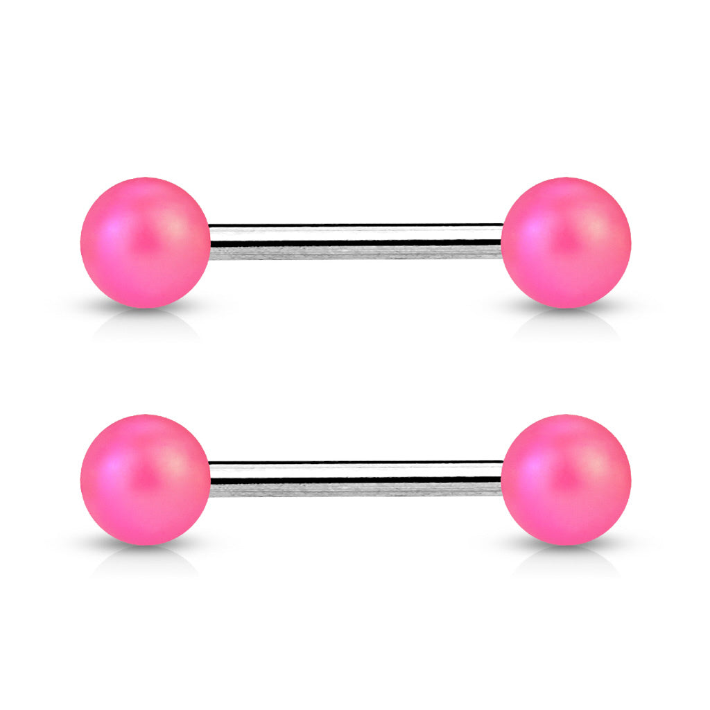 PAIR Matte Pearlish Color Barbells Tongue or Nipple Rings