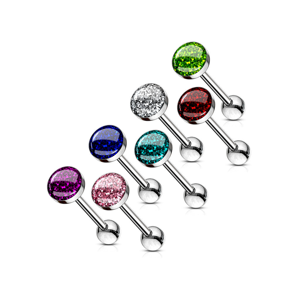 7pcs Phosphor Glitter Epoxy Dome Tongue Rings