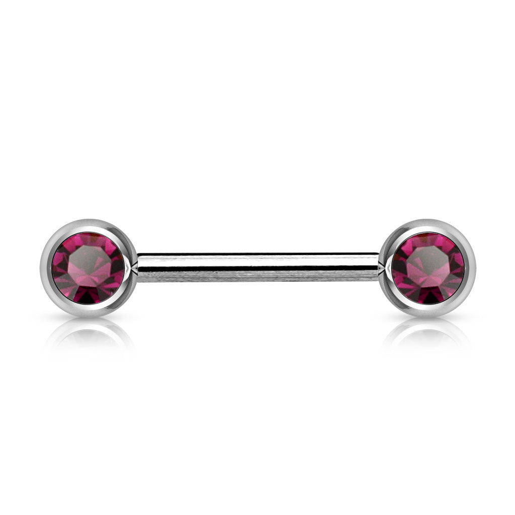 PAIR Double Gem Nipple Ring Barbells