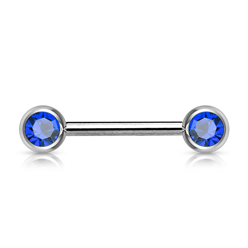 PAIR Double Gem Nipple Ring Barbells