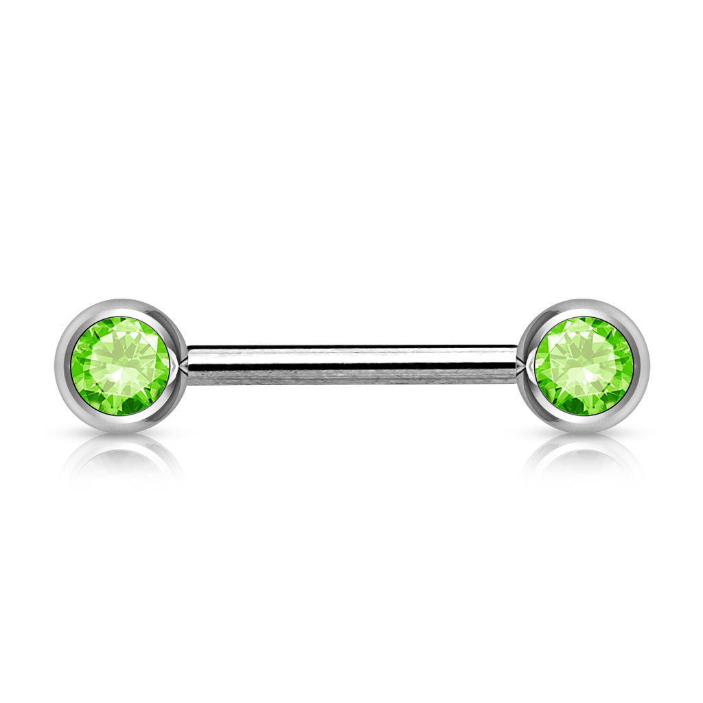 PAIR Double Gem Nipple Ring Barbells