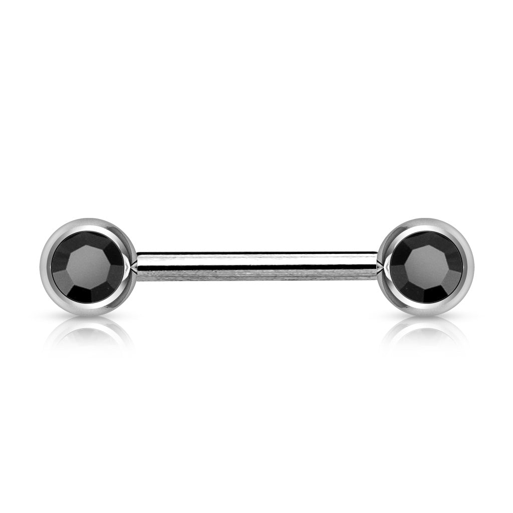 PAIR Double Gem Nipple Ring Barbells