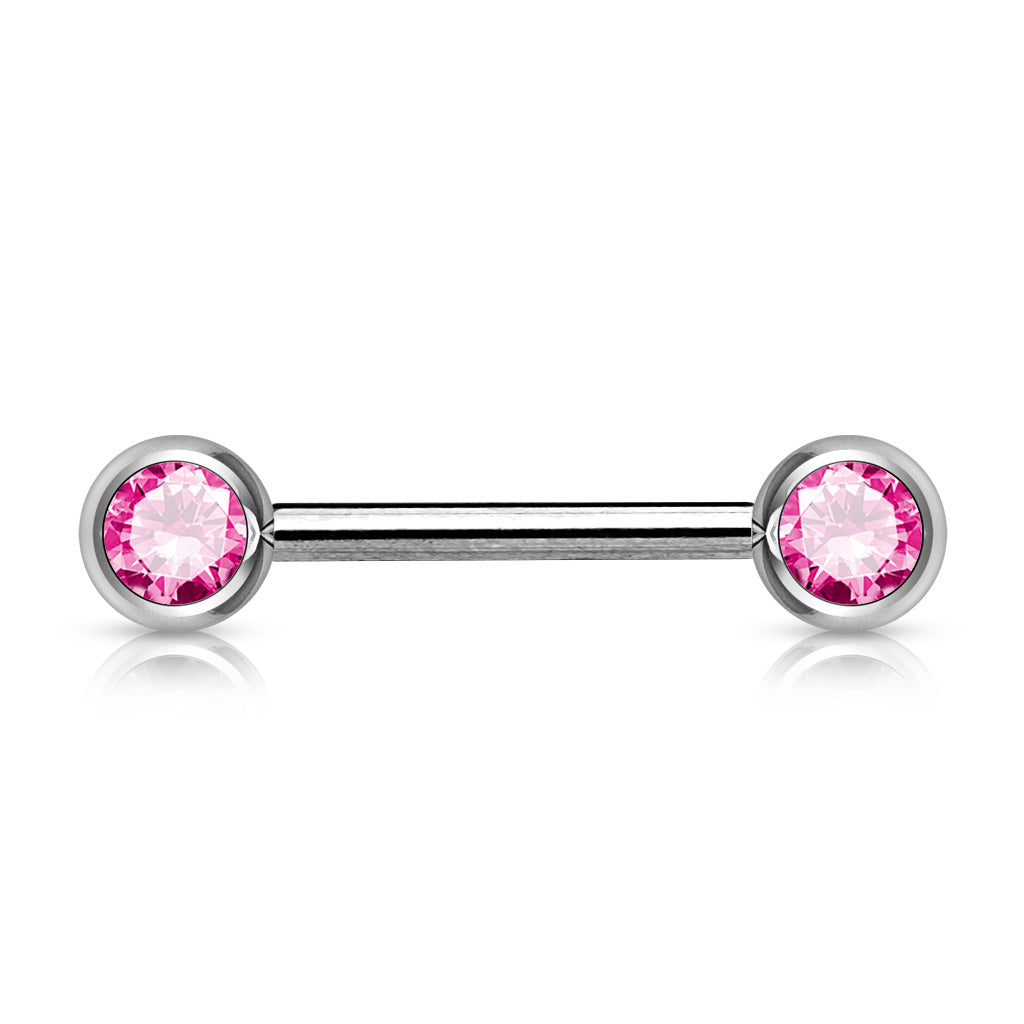PAIR Double Gem Nipple Ring Barbells