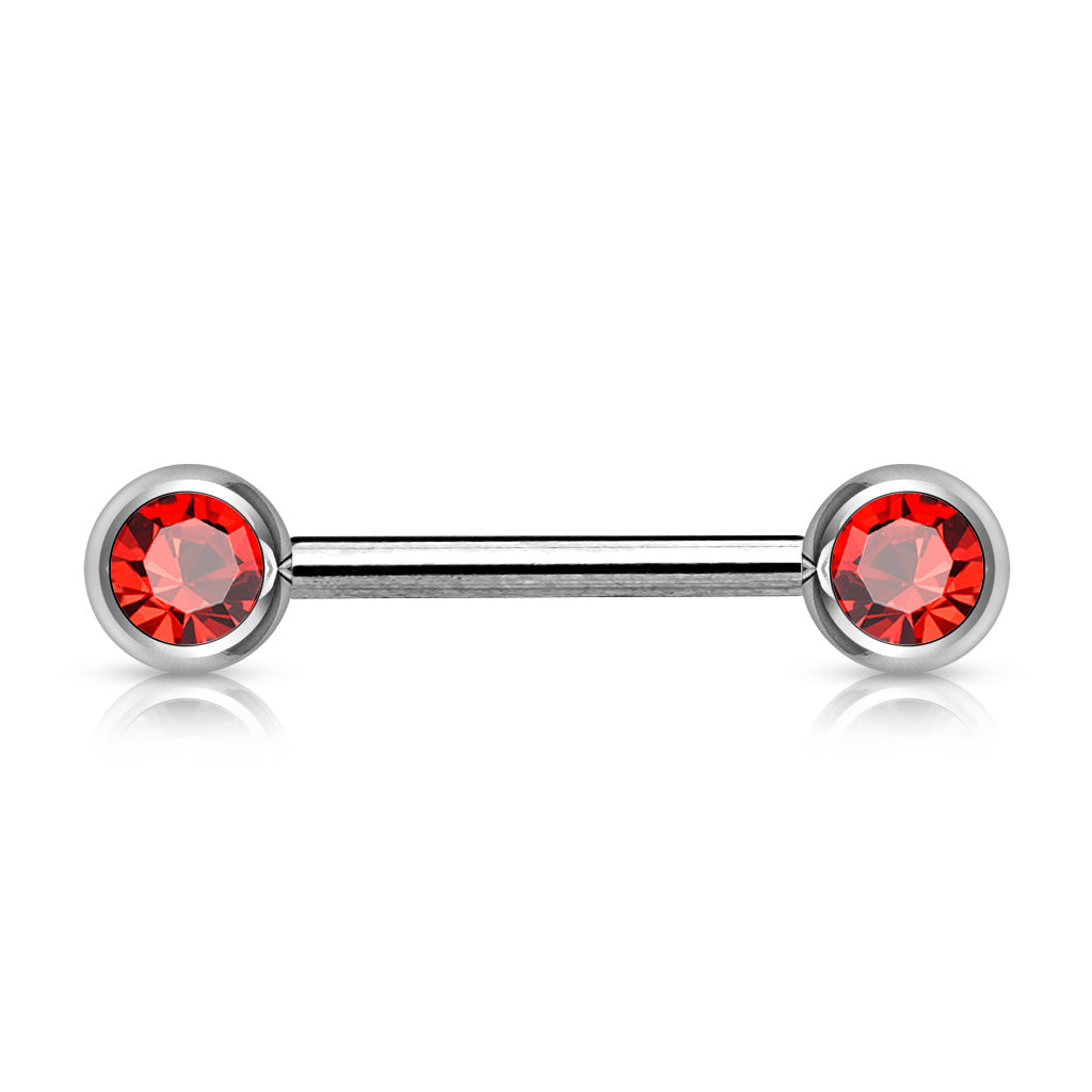 PAIR Double Gem Nipple Ring Barbells