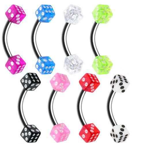 8pcs 16g Dice Eyebrow rings wholesale 16 gauge