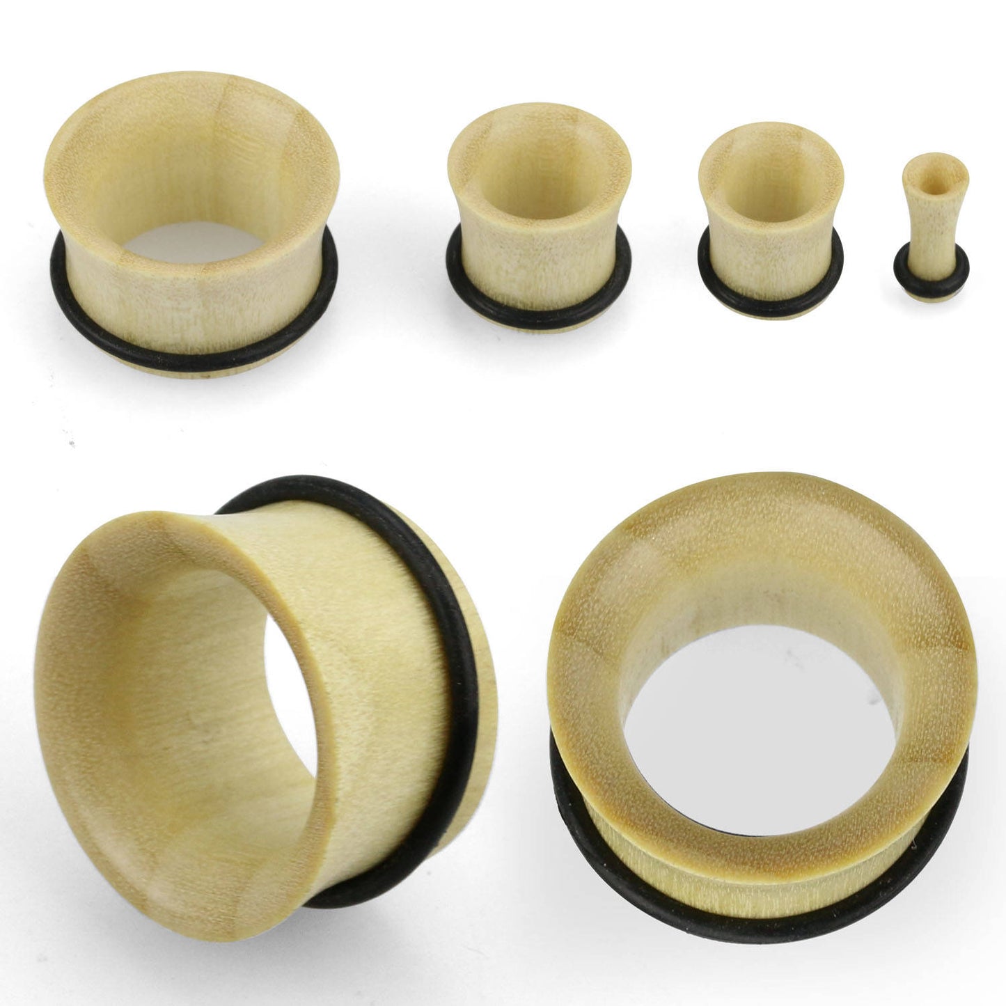 PAIR Crocodile Wood Tunnels Single Flare Plugs Organic Blond Blonde Gauges