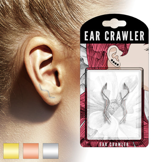 Ear Crawler Earrings Retail Peg Pack - Plain Wire Wave - Only Gold Available