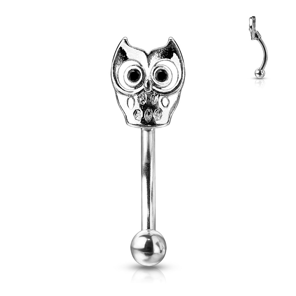 1pc Owl Eyebrow Ring Curved Barbell 316L Surgical Steel Curved Barbell