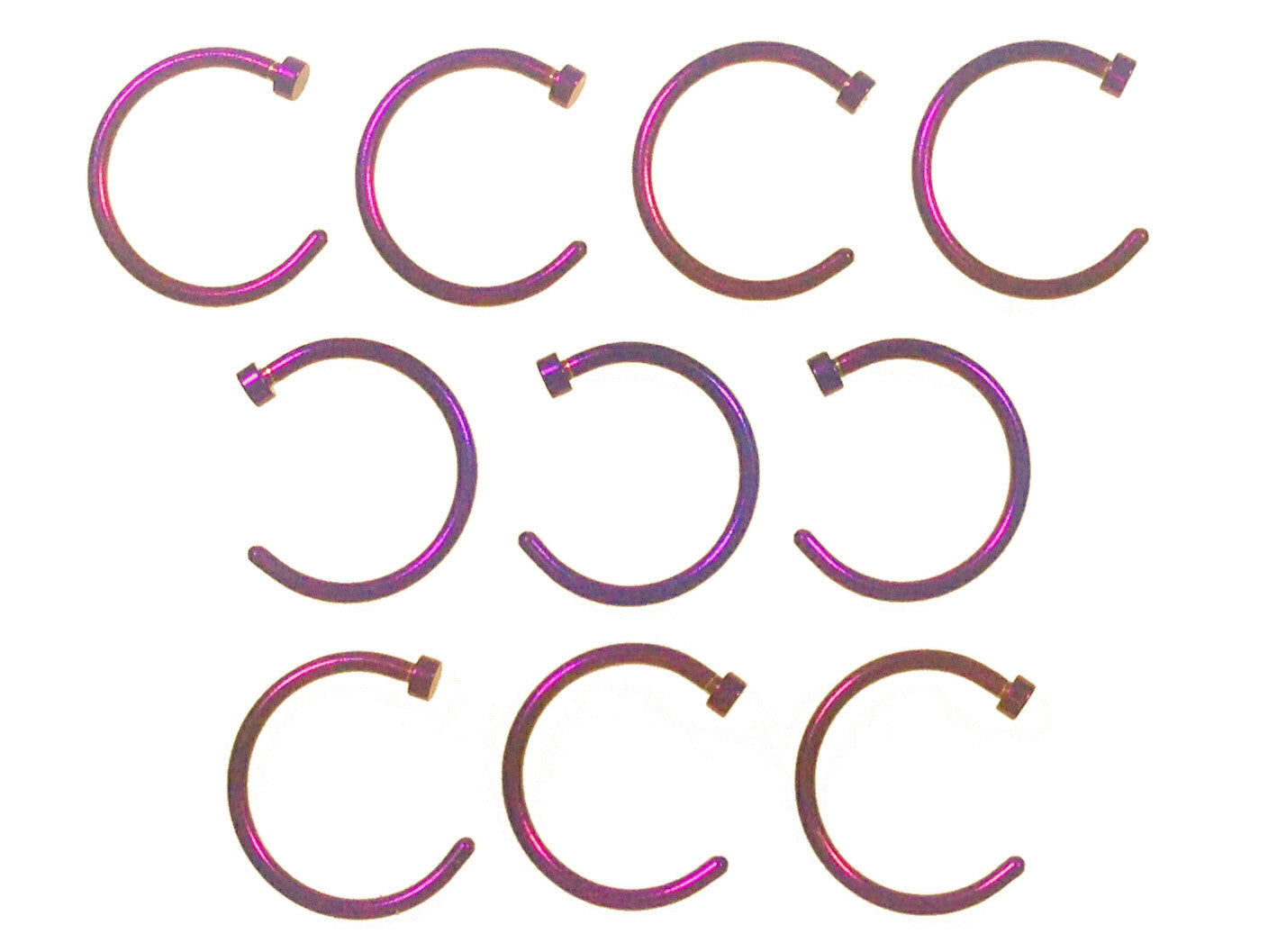 10pcs 316L Surgical Steel Nose Hoops Purple Plated