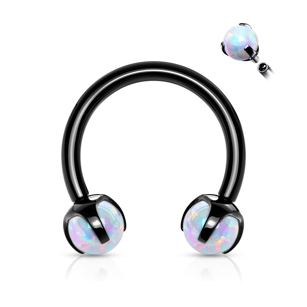 1pc Claw Set Opal Balls Circular Barbell Horseshoe Cartilage Septum Ring 16g 8mm