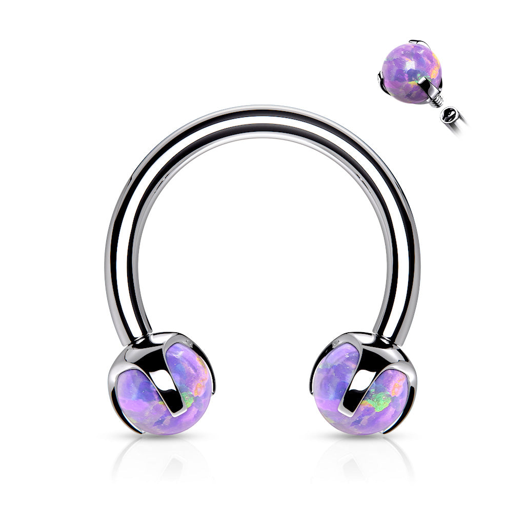 1pc Claw Set Opal Balls Circular Barbell Horseshoe Cartilage Septum Ring 16g 8mm