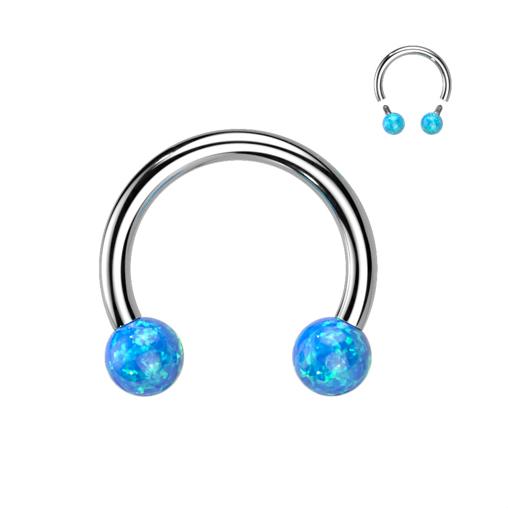 1pc Internally Threaded Opal Balls Circular Barbell Horseshoe Lip Nipple Septum Ring