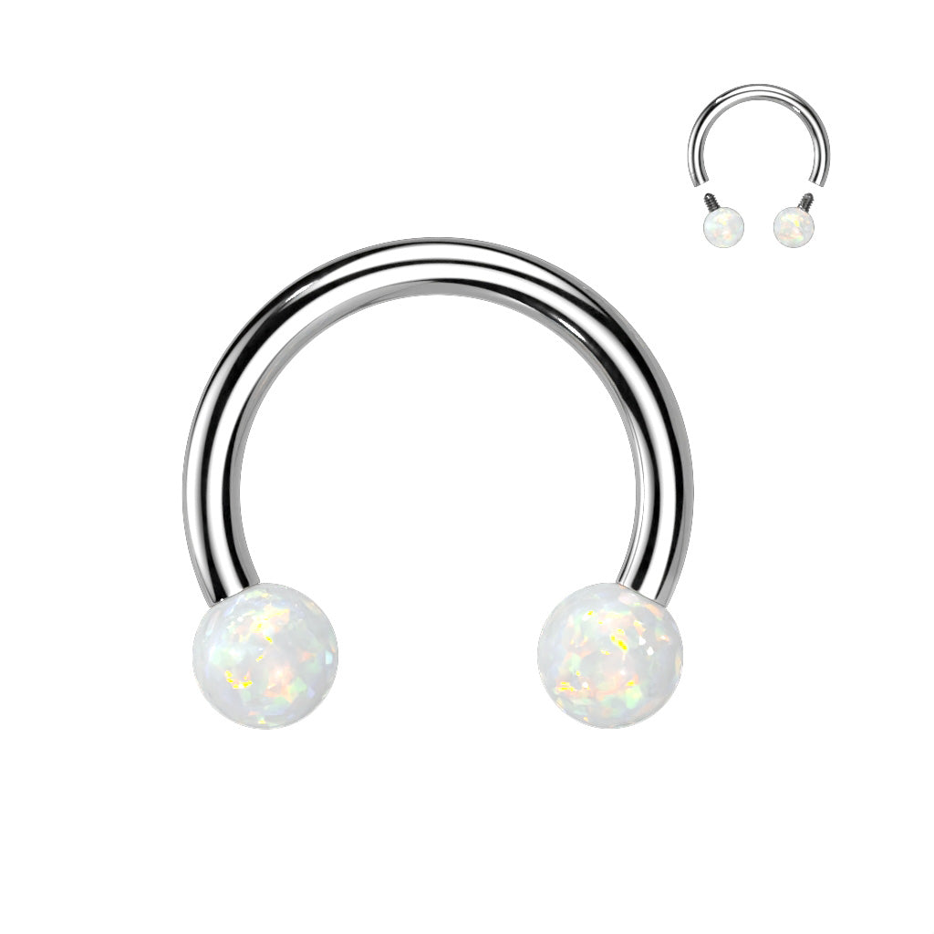 1pc Internally Threaded Opal Balls Circular Barbell Horseshoe Lip Nipple Septum Ring