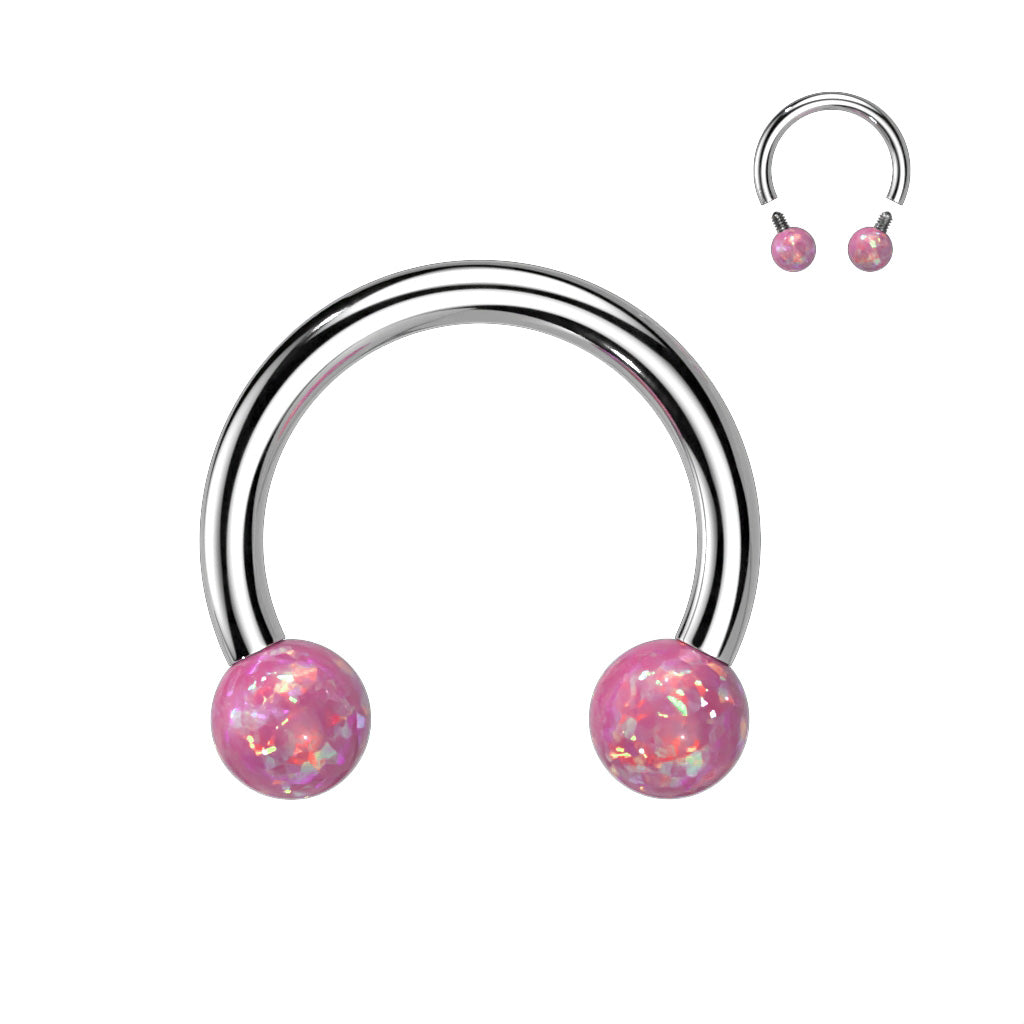 1pc Internally Threaded Opal Balls Circular Barbell Horseshoe Lip Nipple Septum Ring
